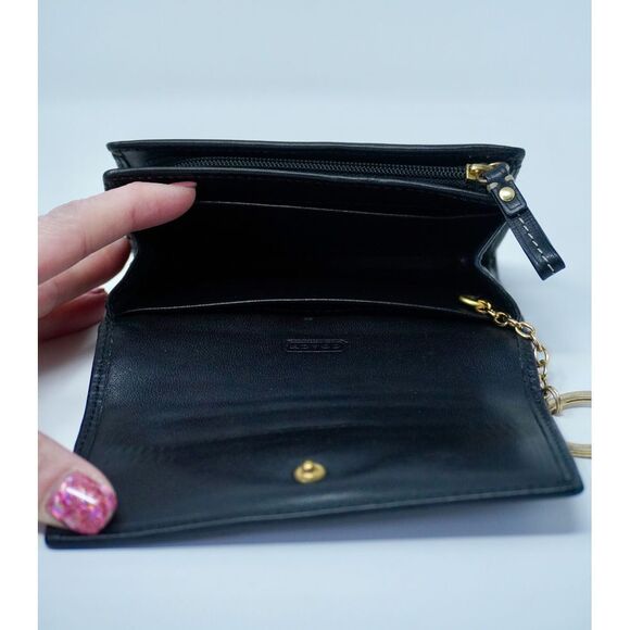 Coach Black Signature and Leather Keychain Wallet Vintage Great Condition! - Picture 4 of 9